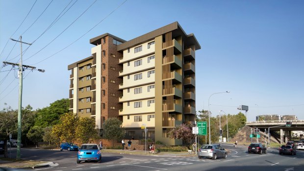 An artist’s impression of Woolloongabba’s new residential housing block, which will welcome its first tenants this month.