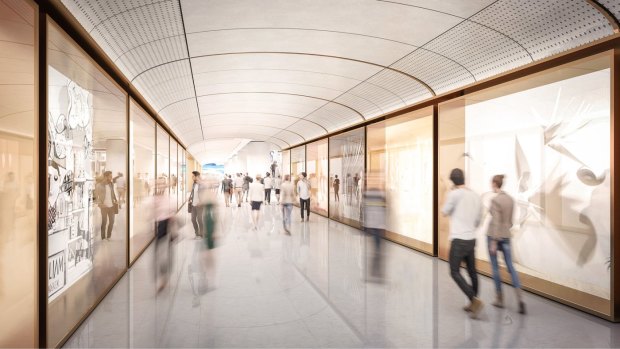 The pedestrian link under the Martin Place development. 