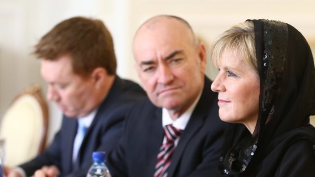 Foreign Minister Julie Bishop with Iran's Foreign Affairs Dr Mohammad Zarif in Tehran in 2015.