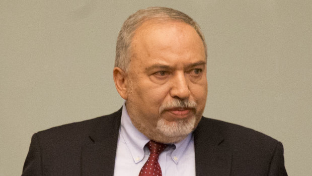 Israeli Defense Minister Avigdor Lieberman delivers a statement at the Knesset, Israel's Parliament on Wednesday.