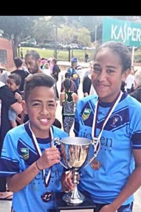 Lehi and Kalosipani Hopoate tasting success in their junior footy days.