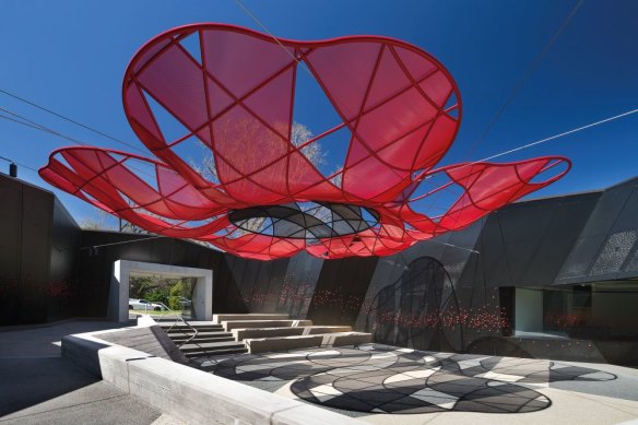 Poppy red, the motif of remembrance, is a feature of ARM’s additions to the Shrine.