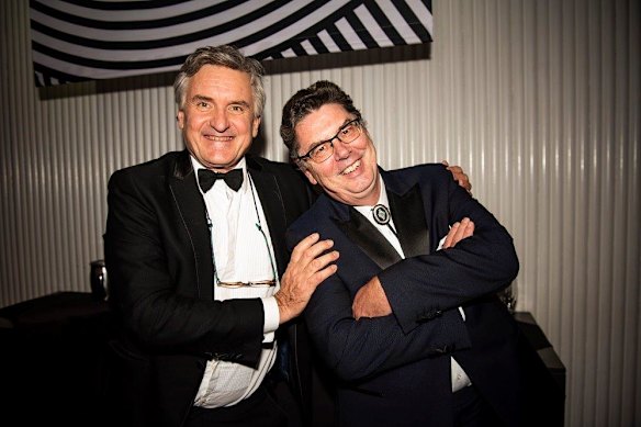 Richard Glover and James Valentine at the Andrew Olle Media Lecture in 2022.