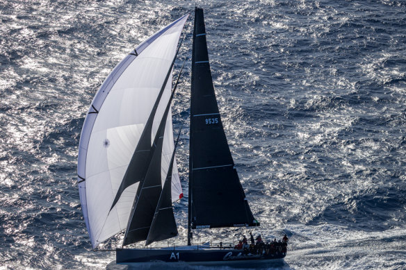 This photo of Celestial, overall handicap winner of the 2022 Sydney to Hobart, shows an illegal sail configuration under the ORCi rules.