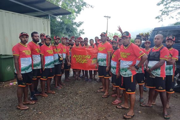 Porters for Adventure Kokoda allegedly blocking the track.