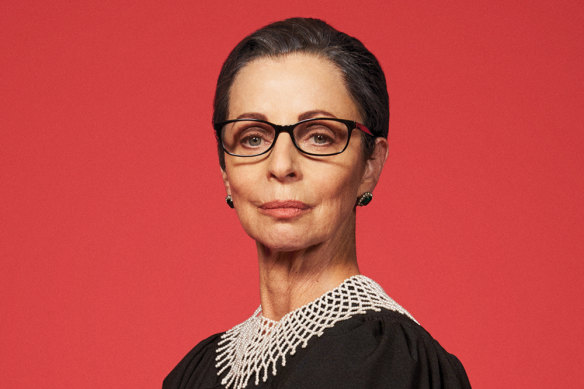 Heather Mitchell as the late American jurist Ruth Bader Ginsburg, in the play’s premiere at the Sydney Theatre Company in October.