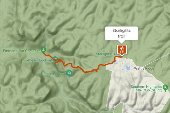 Police believe Banks walked along Starlights trail towards Emmetts Flat campsite.