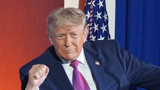 President Donald Trump gestures after his speech at Mount Rushmore National Memorial on July 3.