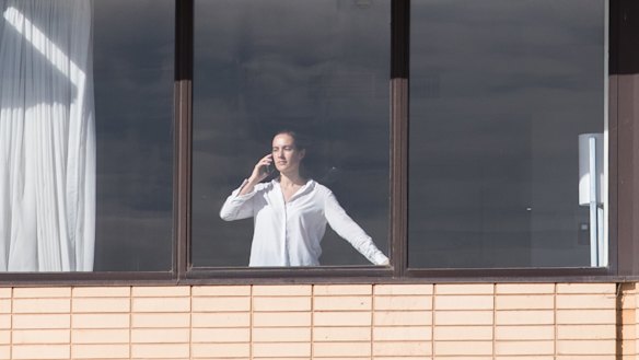 A woman in Melbourne’s hotel quarantine program. 