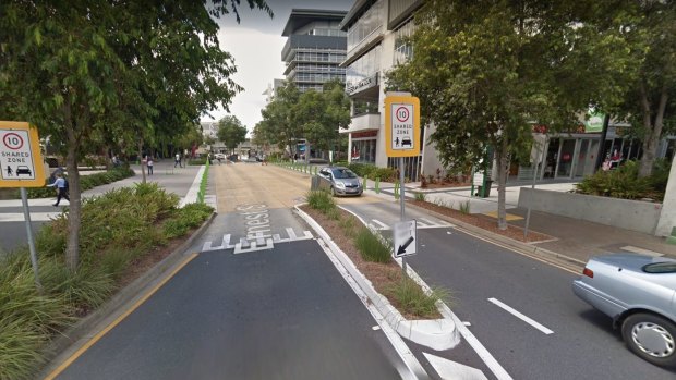 Ernest Street at South Brisbane is a shared pedestrian and vehicle zone with a 10km/h speed limit.