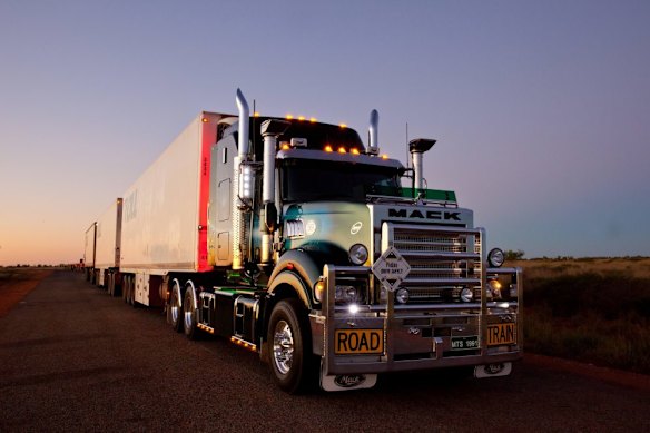 Diesel-hungry road trains underpin Australian logistics. 