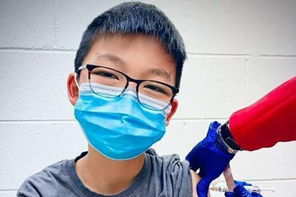 Caleb Chung, 12, was one of the volunteers in the Pfizer vaccine study in the US.