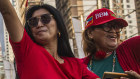 Supporters of Ferdinand Marcos jnr celebrate early counting in last week’s election.
