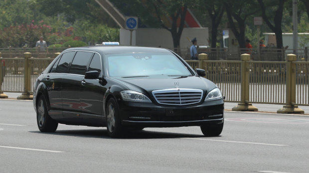 Kim Jong-un's motorcade rolls into Beijing on Tuesday.