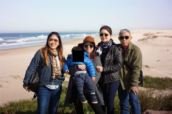 Manthana Khantharat (left) with her sister Rudeemas and their parents, pictured together in June 2019.