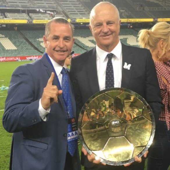 Bradley Charles Stubbs - the coach whisperer. pictured with Graham Arnold after Sydney FC won the A-League title.