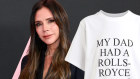 Victoria Beckham and her T-shirt design (composite image).