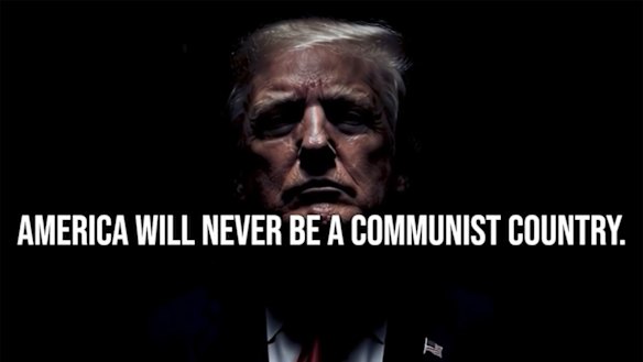A screenshot from a taxpayer-funded ad promoting Donald Trump.