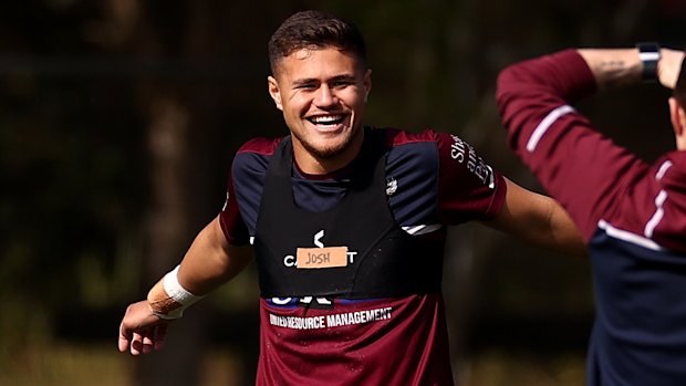 Josh Schuster at Sea Eagles training on Wednesday.