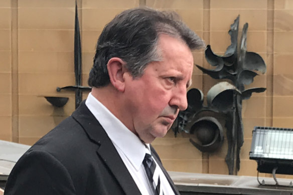 Former Meals on Wheels Tasmania chief Sean Peter Burk outside Hobart Supreme Court on Wednesday.