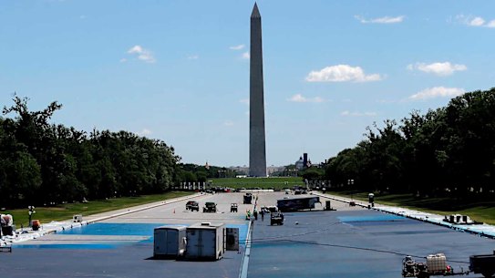 The Lincoln Memorial Reflecting Pool is being repainted blue.