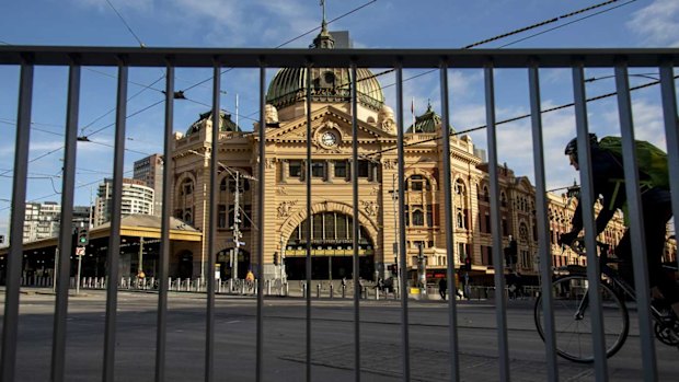 A deserted Flinders Street Station during the COVID lockdowns.