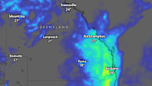 Rainfall forecast for south-east Queensland at midday on Thursday, October 22.
