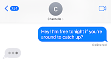 Texting a friend to organise a catch-up