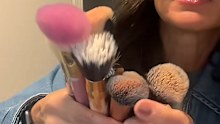 Makeup brushes after being cleaned in the washing machine