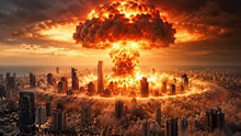 An AI-generated image of a nuclear strike on Tel Aviv, posted on the X account of Prime Minister Benjamin Netanyahu on October 25.