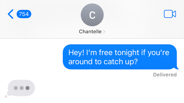 Texting a friend to organise a catch-up