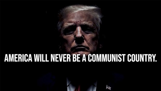 A screenshot from a taxpayer-funded ad promoting Donald Trump.