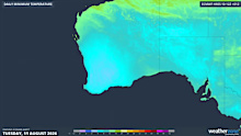 Modelled minimum temperatures in WA early on Tuesday August 11.