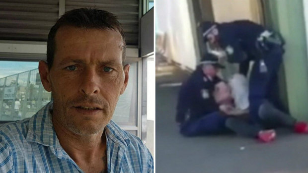 Jason McGoldrick, 50, has been charged after allegedly tasering a police officer at a train station in Sydney's south-west.  