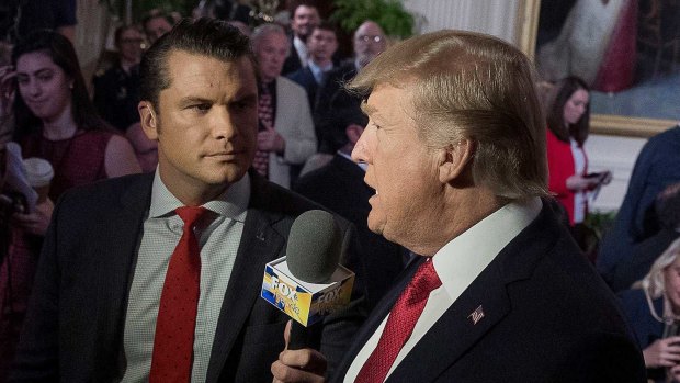 Pete Hegseth interviewing Trump in his capacity as a Fox News reporter in 2017.