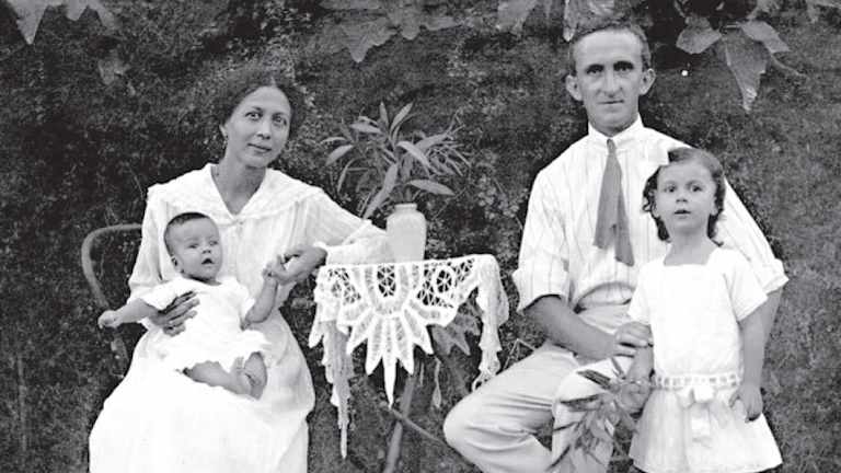 Louise Helen and Franz Bruhn with baby Friedrich, who was born in the Bourke internment camp, and daughter Elisabeth, pictured here at the Molonglo internment camp in the ACT.