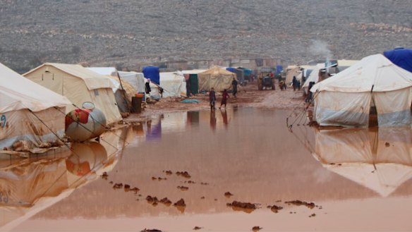 December floods in Idlib, north-west Syria. 