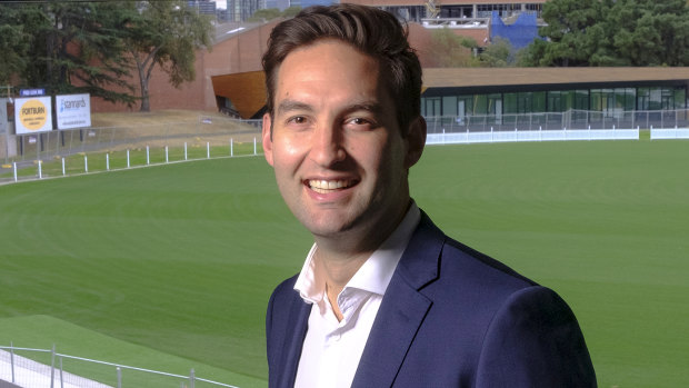 Josh Burns, Labor candidate for Macnamara at the Port Melbourne football ground