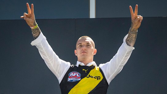 Two premierships, two Norm Smith Medals: Dustin Martin has found the time to pick up his car since dropping it there on grand final morning.