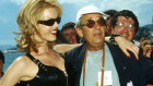 Helmut Newton with Eva Herzigova at the Cannes Film Festival in 1996.