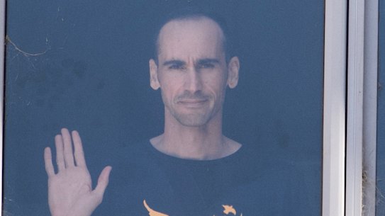 Mostafa (Moz) Azimitabar inside his room at the Mantra Hotel, Preston.