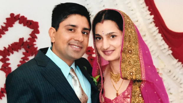 Parwinder Kaur (right) died of severe burns in 2013. Her husband (left) is accused of her murder.
