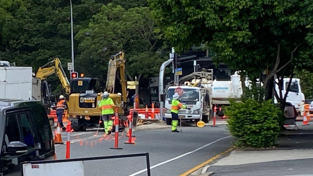 An Energex spokesman said work on the 110,000-volt cable, which runs from Victoria Park to Newstead, would take three to six days, with crews "working around the clock".