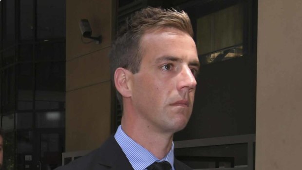 Senior Constable Brad McLeod, after an earlier appearance at Melbourne Magistrates Court.
