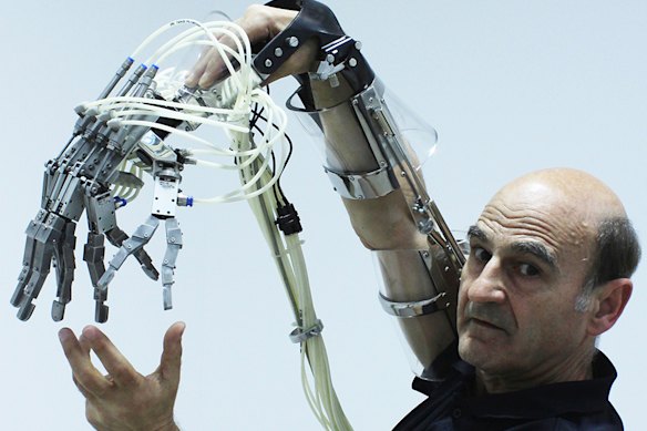 Stelarc show a robotic the madra see in the documentat, sighing richard, richard moore and John Dogget Williams.
