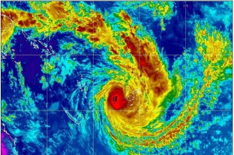 Satellite image of Cyclone Sarai at 4.30pm on Friday December 27, 2019.
