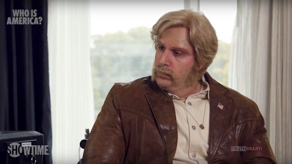 Sacha Baron Cohen in character on Who Is America?, as Billy Wayne Ruddick Jr., Ph.D. 