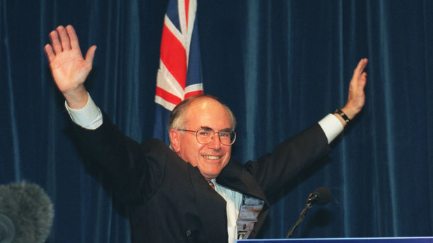 A victorious John Howard on election night in 1996.