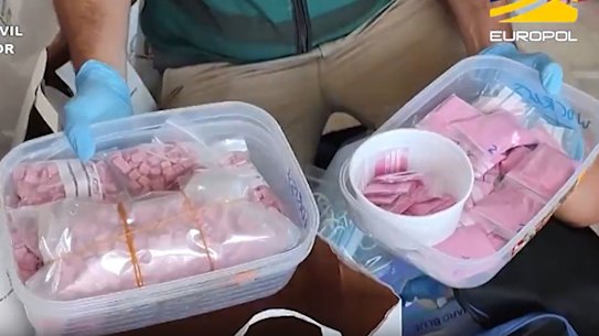 Pink cocaine seized by Spanish military police during a raid. 