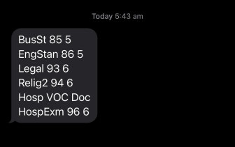 Ahmad Alameddine’s HSC results text.